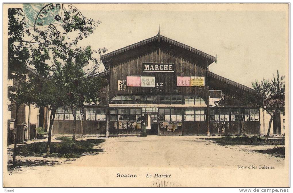 CPA.  SOULAC .  LE MARCHE. ANCIEN .circulé Avant 1910.  BE.. Colorisé. - Soulac-sur-Mer