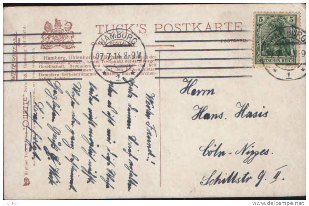 Deutschland-Postkarte 1914-Hamburg-Uhlenhorster Fahrhaus - Nord