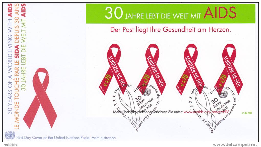 United Nations FDC Mi 721 30 Years Of A World Living With AIDS Cancellation Vienna - 2011 - FDC