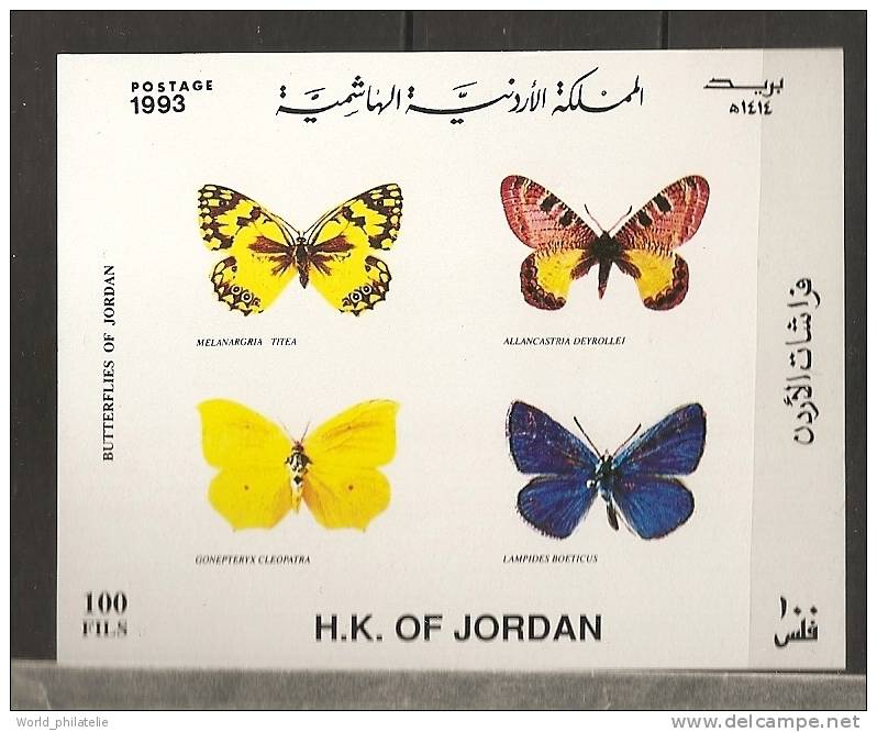 Jordanie Jordan 1993 N° BF 57 ** Faune, Papillons, Melanargria Titea, Allancastria Deyrollei, Gonepteryx Cleopatra - Jordanien