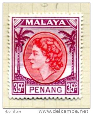 Malaya Penang 1954 QEII 35c Definitive, Heavily Hinged Mint - Penang