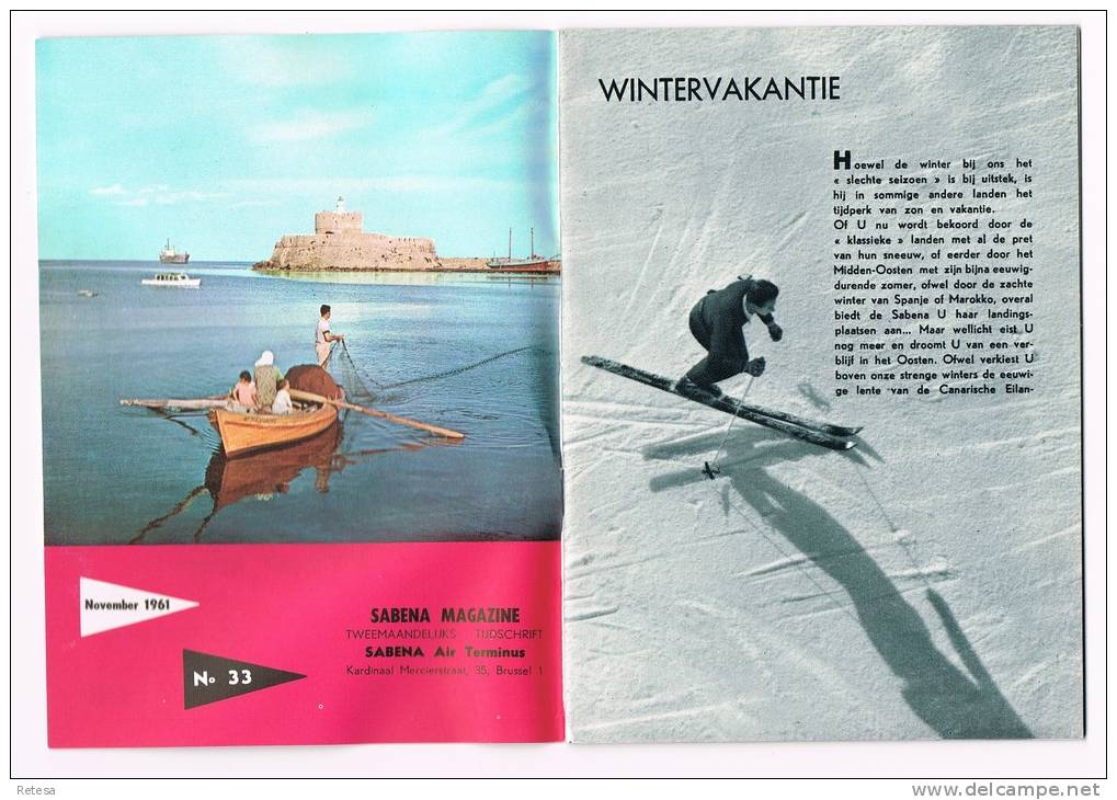 OUDE  MAGAZINE  SABENA  N°33  NOVEMBER  1961  WINTERVAKANTIE - Sonstige & Ohne Zuordnung