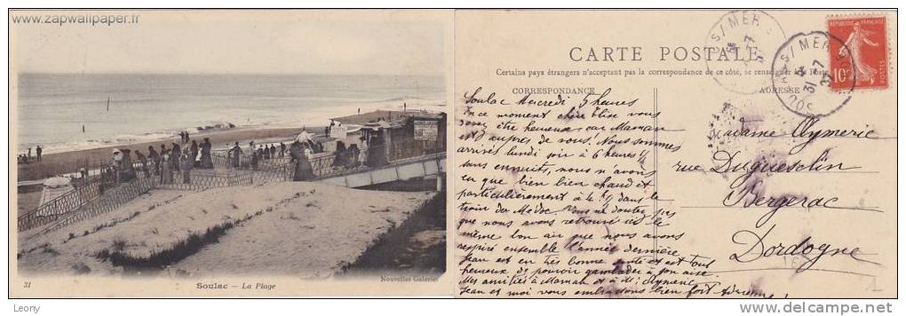 CPA De SOULAC Sur MER    ( 33) - La Plage - 1907- Edit Des NOUVELLES GALERIES - Soulac-sur-Mer