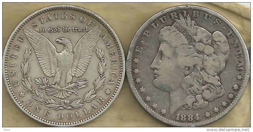 UNITED STATES USA $1 EAGLE BIRD FRONT MORGAN HEAD BACK 1884  F+ SILVER  READ DESCRIPTION CAREFULLY !!! - 1878-1921: Morgan