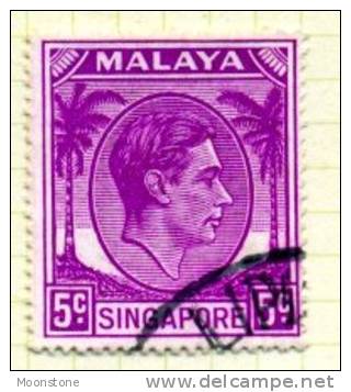 Malaya Singapore GVI 1948-52 5c Definitive, P.17½x18, Fine Used - Singapore (...-1959)