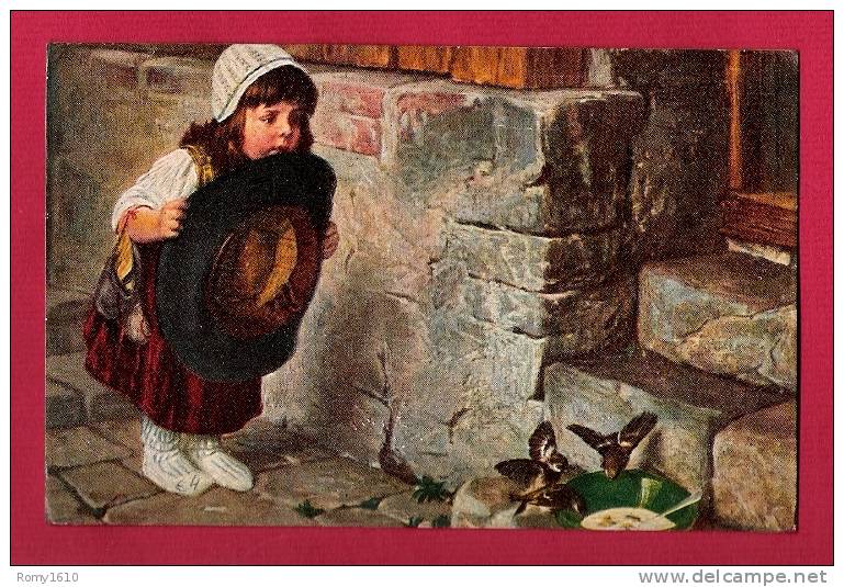 Petite Fille Essayant D´attraper Des Oiseaux Avec Un Grand Chapeau. "Je T´attrape! " H. Kaulbach.N°1130.  Superbe! - Kaulbach, Hermann