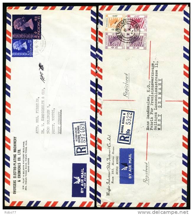 1957, 1981 Hong Kong. Two Registered Air Mail Letters, Covers Sent To Germany.  (H93c005) - Andere & Zonder Classificatie