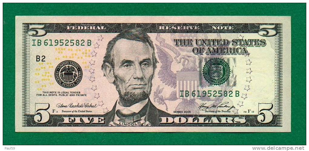 SPLENDIDE COUPURE DE 5 DOLLARS SERIES 2006 ( Etat Neuf) - United States Notes (1862-1923)