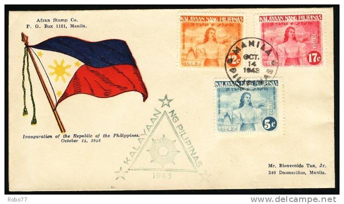1943 Philippines. Kalayaan Nang Pilipinas. Manila Oct.14.1943.  (H08c003) - Philippines