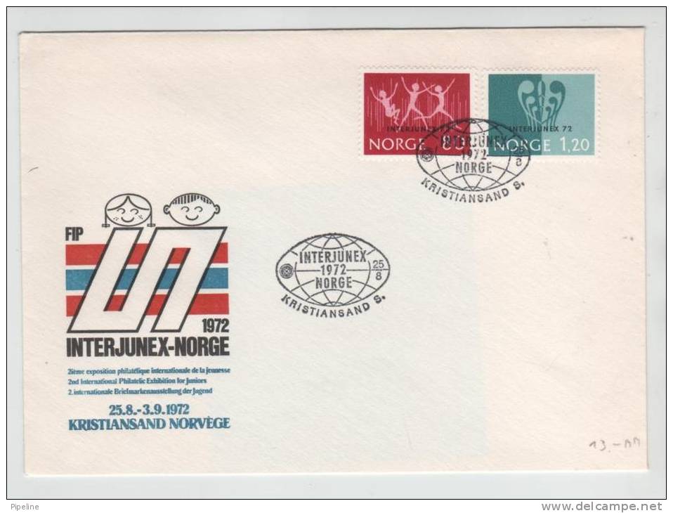 Norway FDC Interjunex-Norway 25-8-1972  Overprinted Stamps With Cachet - FDC