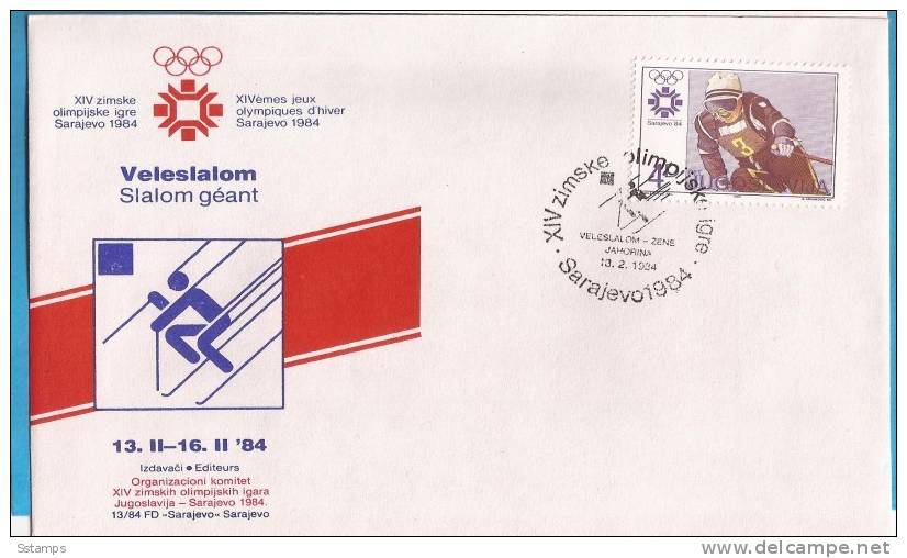 B-1004  JUGOSLAVIJA SPORT SARAJEVO OLIMPIADI  SKIING  SLALOM GEANT SPECIAL CANCELATION - Hiver 1984: Sarajevo