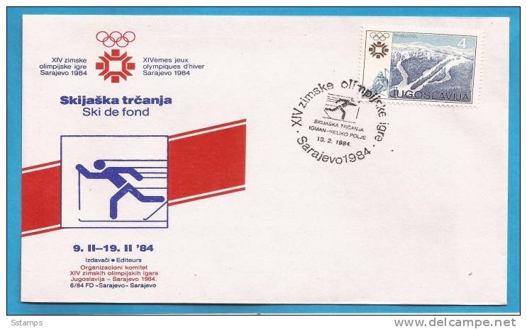 1984 X  JUGOSLAVIJA SPORT SARAJEVO OLIMPIADI  SKIING  SKI DE FOND  SPECIAL CANCELATION - Lettres & Documents