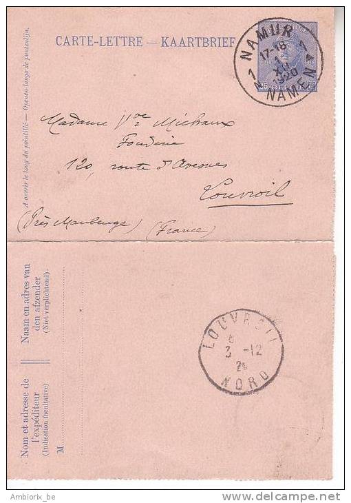 Carte Lettre N 25 Oblitération Namur - Cartes-lettres