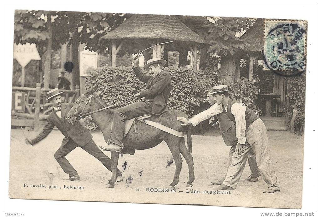 Le Plessis-Robinson (92) : GP De Touristes Voulant Faire Démarer Unâne De Promenade En 1908 (animée). - Le Plessis Robinson