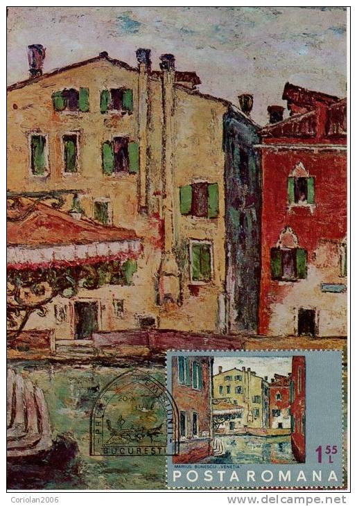ROMANIA / Maxi Card / Painting / Marius Bunescu - Venise - First Day Of Issue - Impressionisme