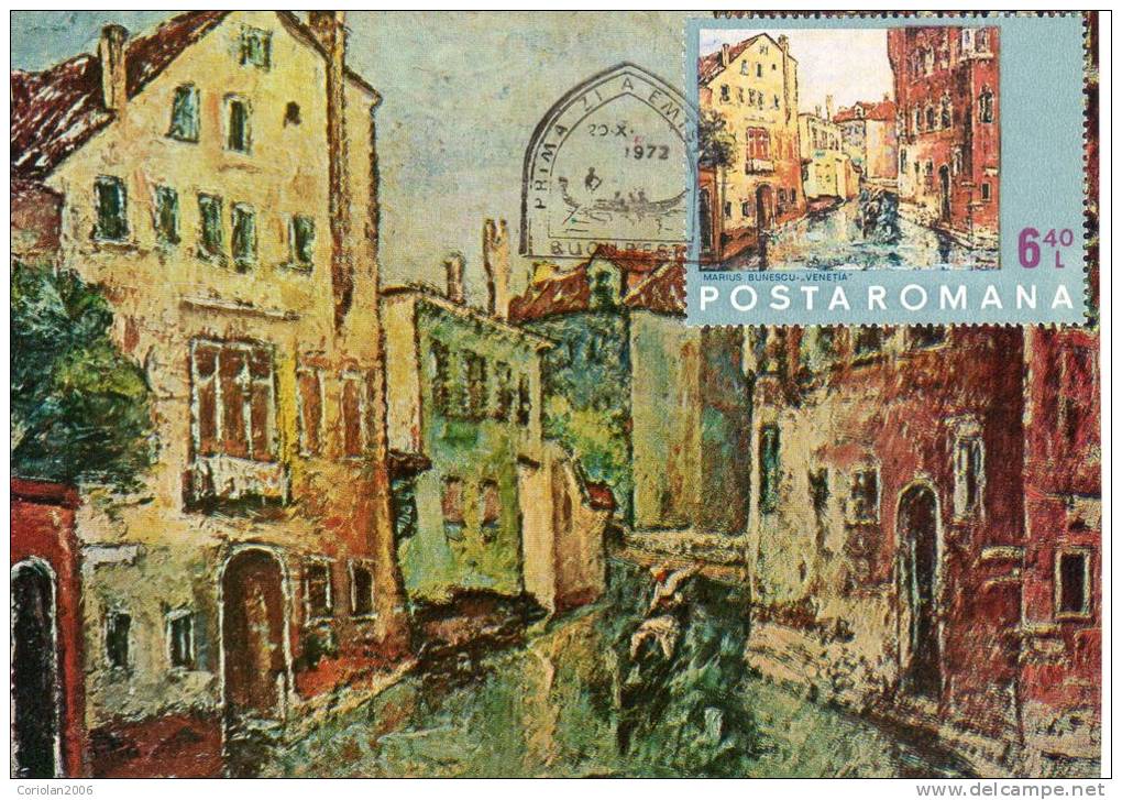 ROMANIA / Maxi Card / Painting / Marius Bunescu - Venise - First Day Of Issue - Impressionisme