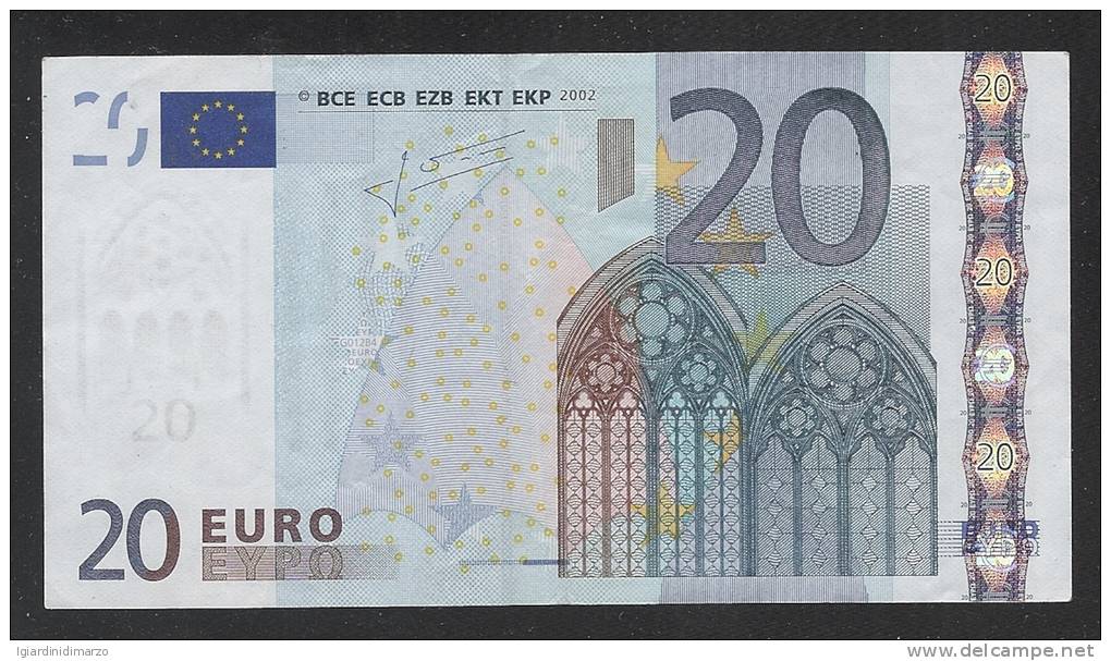 EURO - FINLANDIA  - 2002 - BANCONOTA DA 20 EURO SERIE L (G012B4) - CIRCOLATA-CIRCULATED - IN BUONE CONDIZIONI. - 20 Euro