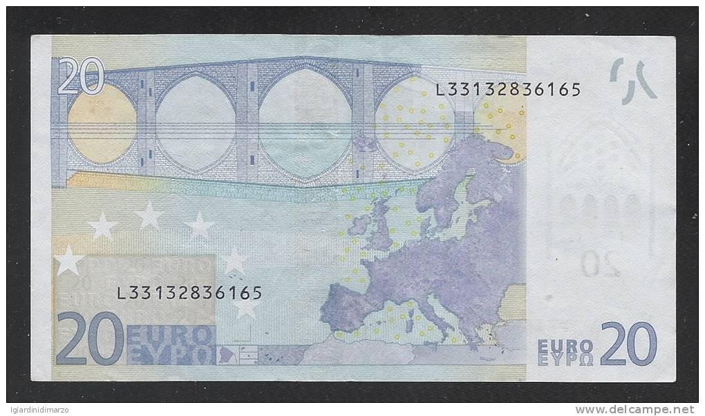 EURO - FINLANDIA  - 2002 - BANCONOTA DA 20 EURO SERIE L (G012B4) - CIRCOLATA-CIRCULATED - IN BUONE CONDIZIONI. - 20 Euro