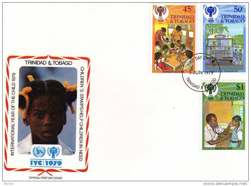 UNO Jahr Des Kindes 1979 Kinderversorgung Trinidad 385/0 Plus Block 26 Auf 3FDC 10€ Untersuchung UNICEF Cover Of America - Trindad & Tobago (1962-...)