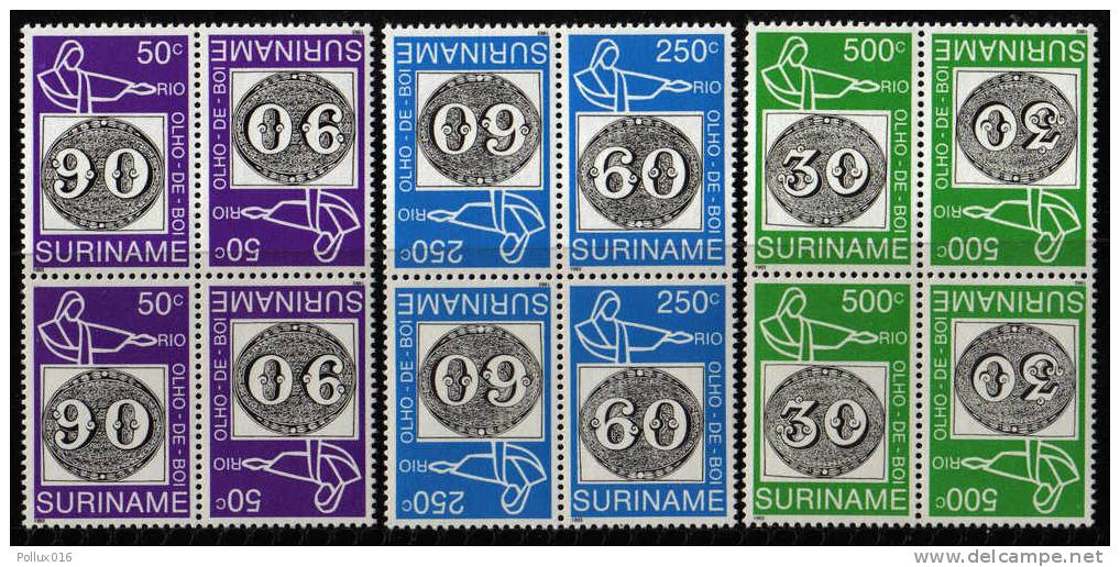 Surinam / Suriname 1993 Brasiliana Olho De Boi Stamp On Stamp MNH Block Of 4 - Timbres Sur Timbres