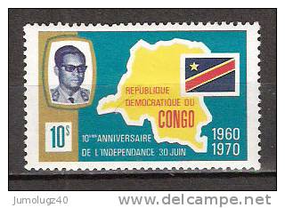 Timbre Congo Y&T N° 713 Neuf SG.10e Anniversaire De L'indépendance. 10 S. Cote 0.40 € - Ungebraucht