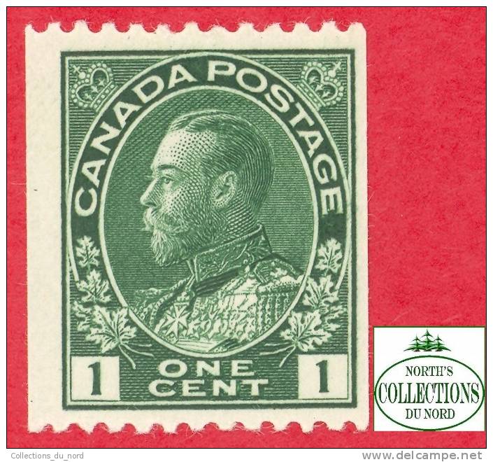 Canada # 131 Scott - Unitrade - Mint - 1 Cent - Coil George V - Dated: 1915-24 - Unused Stamps