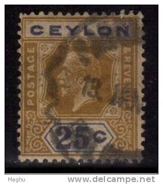 Ceylon Used 25c  KG V, 1921 - Ceylan (...-1947)