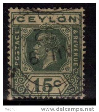 Ceylon Used 1924, 15c Yellow Green - Ceylon (...-1947)