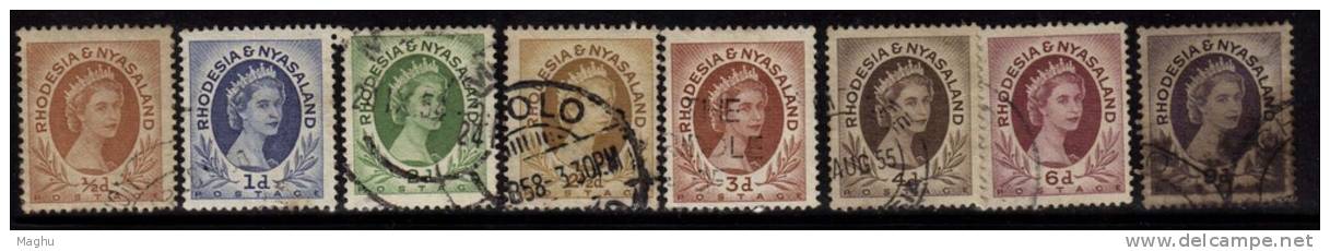 Rhodesia &amp; Nysaland  Used 1954., 8v QV - Rhodesia & Nyasaland (1954-1963)
