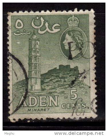 Aden Used 1953, 5c Blue Green, Minaret - Aden (1854-1963)