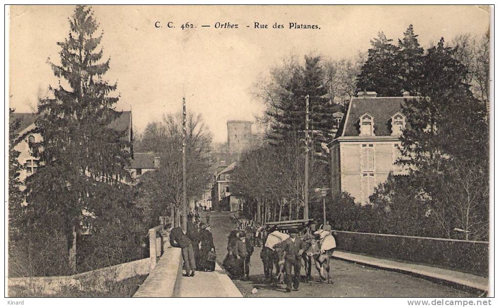 CPA . ORTHEZ  .RUE DES PLATANES. Trés Animé (rare).BE.circulé 1911. Voir Scan.... - Orthez