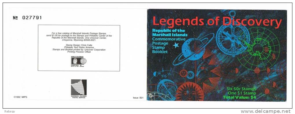 MARSHALLEILANDEN  CARNET C417  LEGENDS  OG DISCOVERY  1992 ** - Marshalleilanden