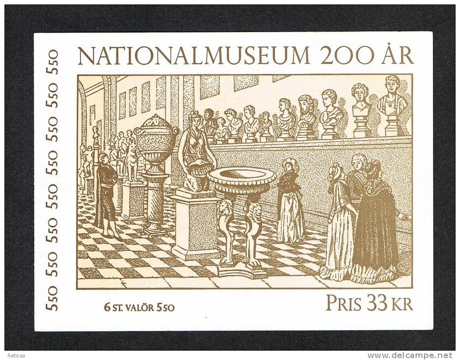 ZWEDEN  SCHILDERIJEN  CARNET  200 JAAR NATIONALMUSEUM  1992 ** - 1981-..