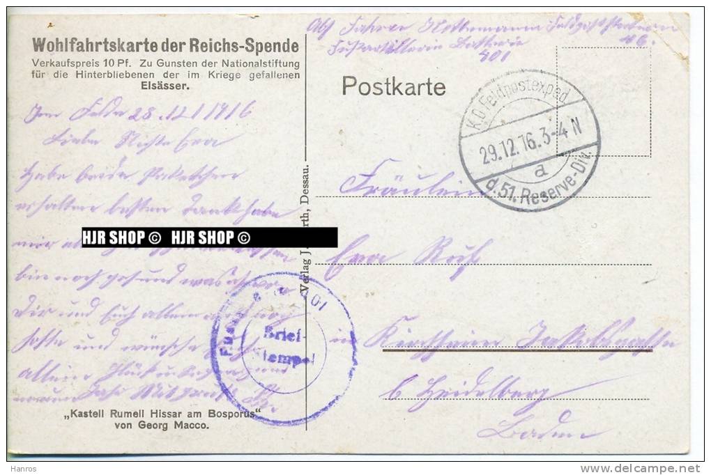 Um 1910/1920 Ansichtskarte, FELDPOST „ Kastell Rumeil Hissar Am Bosporus“ Mit Stempel - Monuments