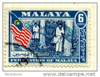 Malaya Federation 1957 6c Indigo Definitive, Fine Used - Fédération De Malaya