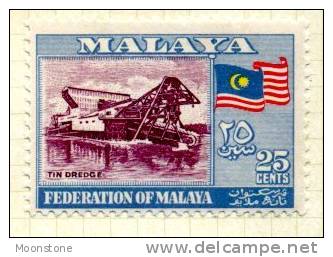 Malaya Federation 1957 25c Tin Dredging Defintive, Hinged Mint - Federation Of Malaya