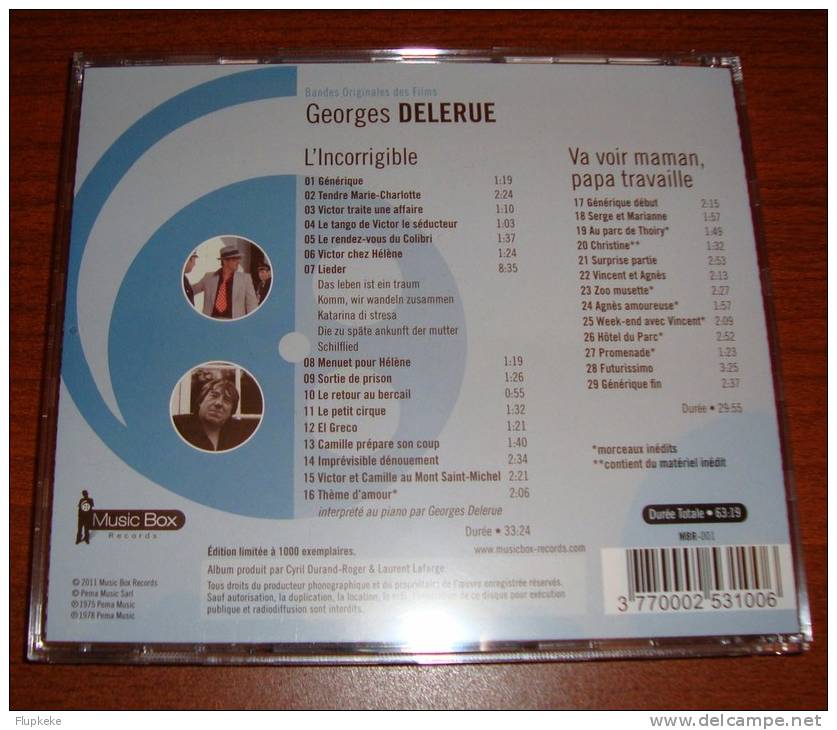 Cd Soundtrack L´Incorrigible Va Voir Maman Papa Travaille Georges Delerue Limited Edition Music Box Records Sold Out - Musique De Films