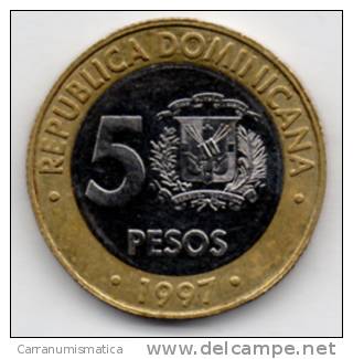 DOMINICAINE 5 PESOS 1997 BIMETALLICA - Dominicaanse Republiek