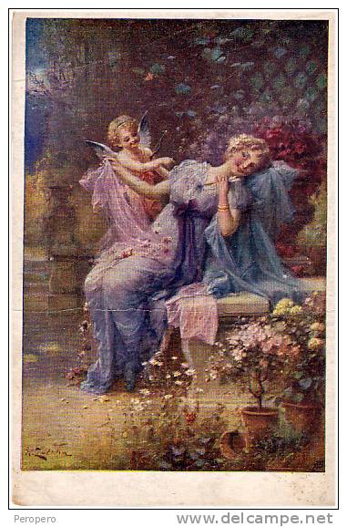 AK ZATZKA H.  ENGEL AMOR " LIEBE " Schöne Junge Mädchen OLD POSTCARD - Zatzka