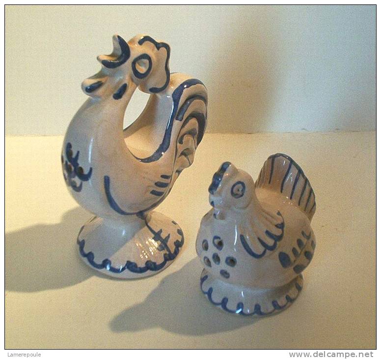 Czechoslavakia Coq Et Poule Sel Et Poivre - Haan En Kip Peper En Zout - Rooster And Chicken Cruet Set - DI 158 - Other & Unclassified