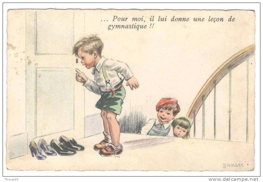 Illust. JANSER - "... Pour Moi, Il Lui Donne Une Leçon De Gymnastique !!" - (Enfants Curieux.., Trou De Serrure) - Janser