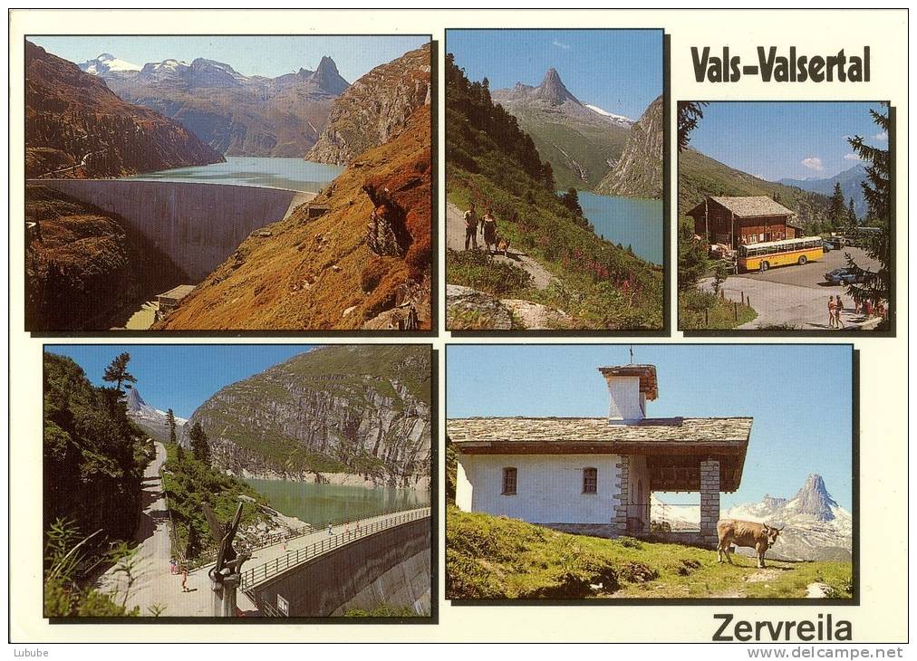 Vals / Valsertal - 5 Bilder Zervreila Mit Postauto          Ca. 1990 - Vals