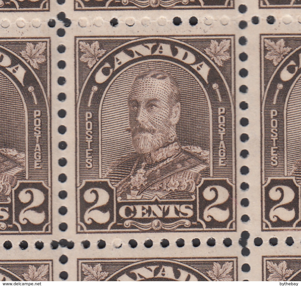 Canada Scott #166i MNH Block Of 9 With Extended Moustache Variety On Center Stamp - 2c Arch Issue - Neufs