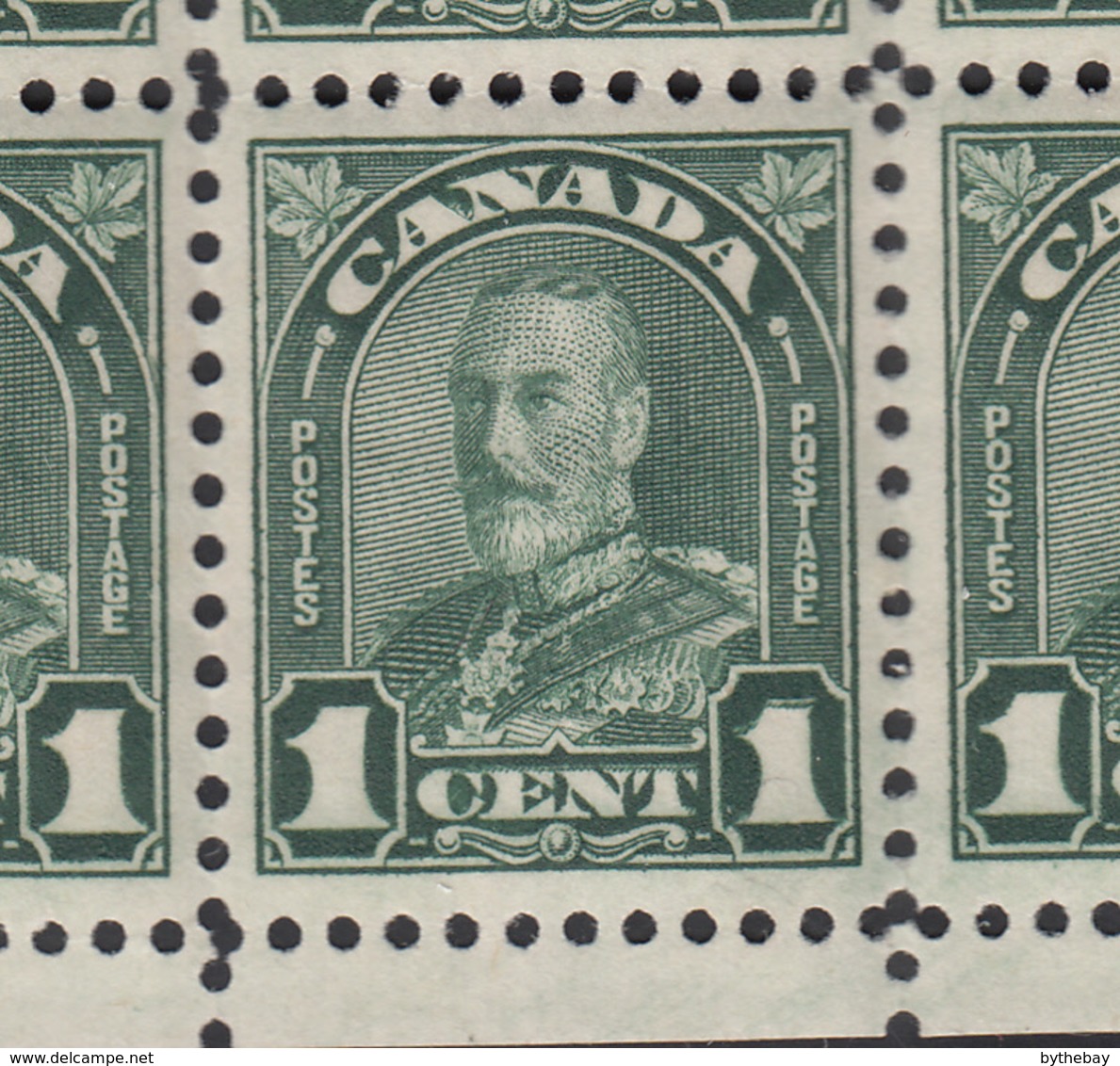 Canada Scott #163ii MNH Block Of 6 With Re-entry Lower Right '1' On Bottom Center Stamp - 1c Arch Issue - Unused Stamps