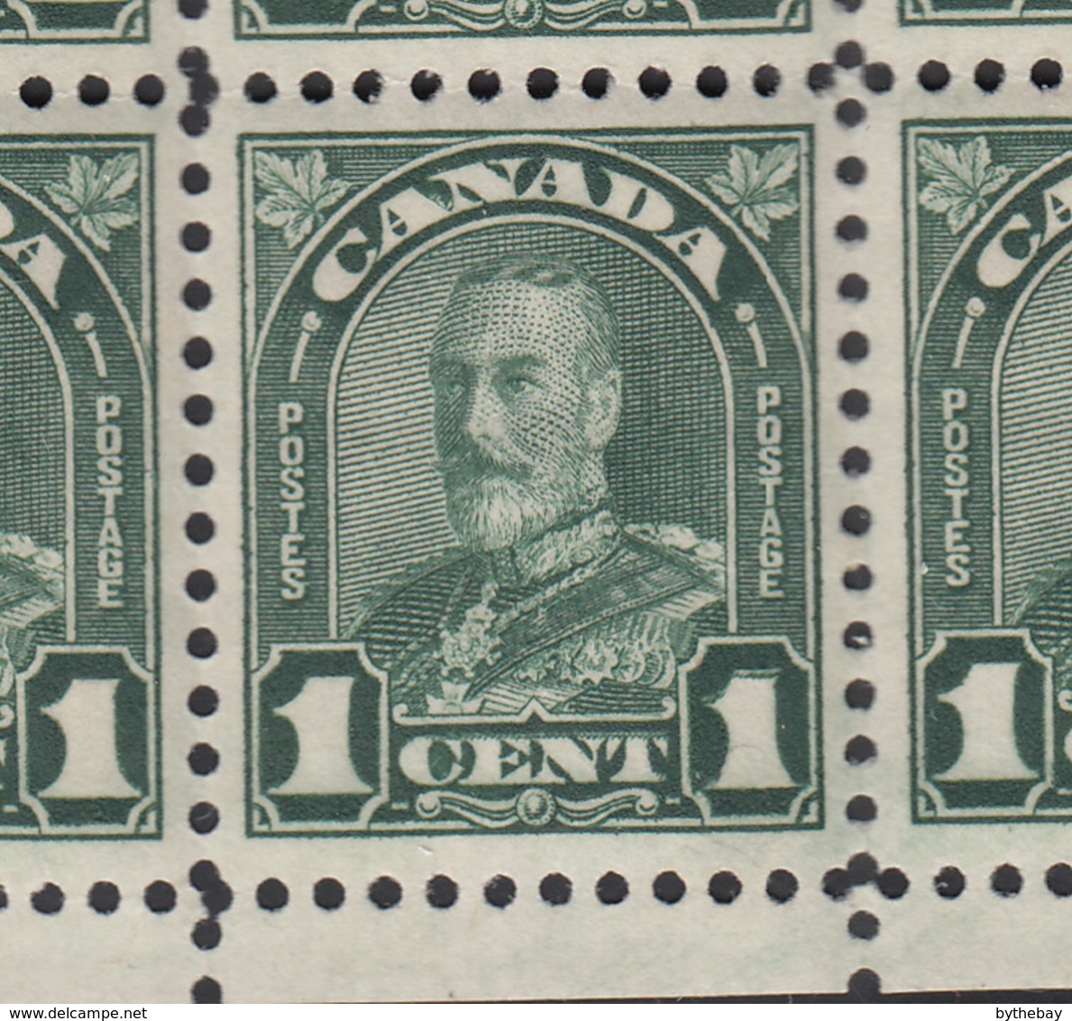 Canada Scott #163ii MNH Block Of 6 With Re-entry Lower Right '1' On Bottom Center Stamp - 1c Arch Issue - Neufs