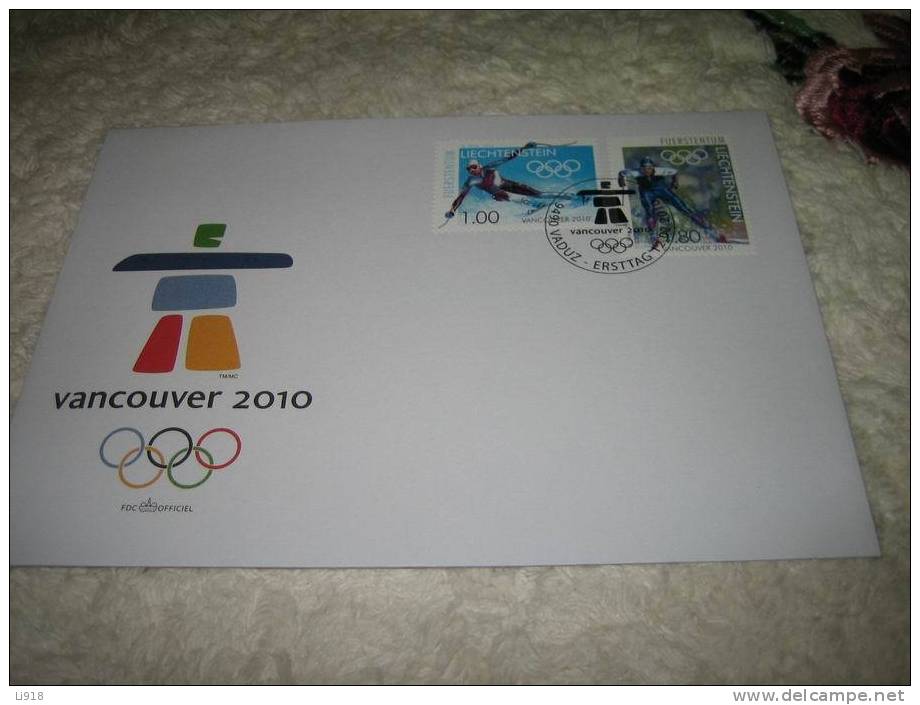 Liechtenstein 2010 Winter Olympic Vancouver FDC - Hiver 2010: Vancouver