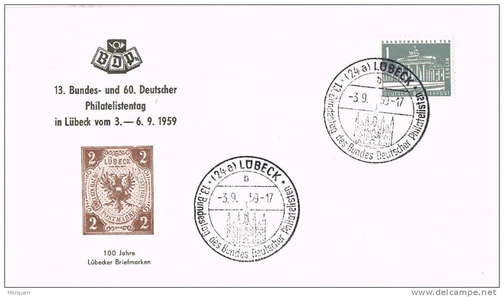 5624. Carta LUBECK 1959 (Alemania Berlin) 100 Años Lubecker Briefmarken - Covers & Documents