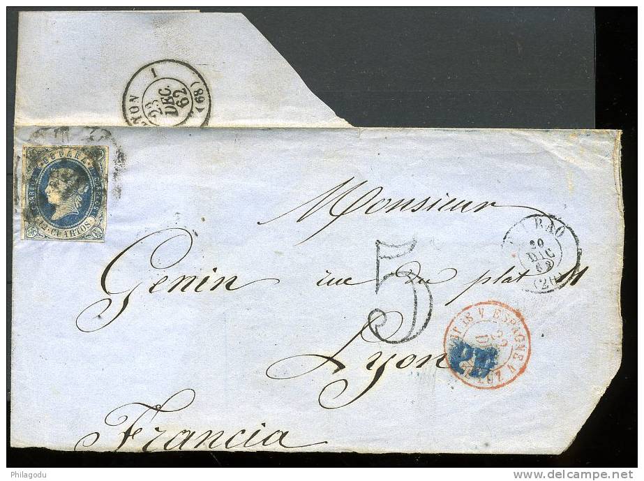 Lettre Vers LYON 1862   Timbre OK  4 Marges - Covers & Documents