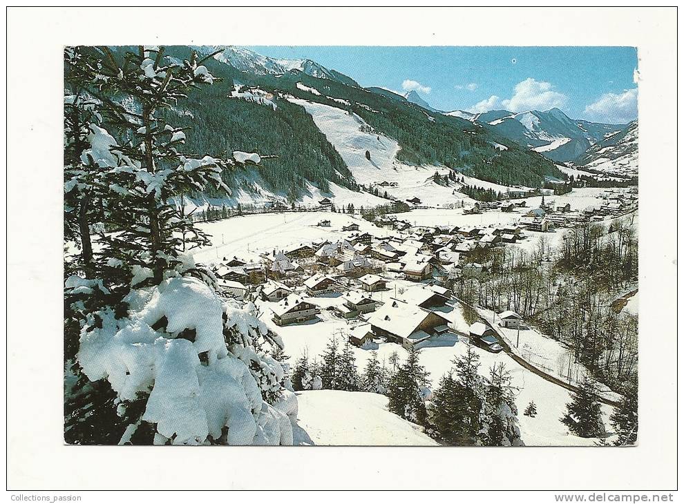 Cp, 74, La Chapelle D'Abondance, VUe Générale Et Les Pistes Du Crêt-Béni, Voyagée 1989 - La Chapelle-d'Abondance