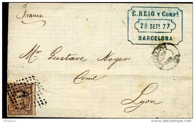 Lettre Vers LYON  28/9/1877 - Storia Postale